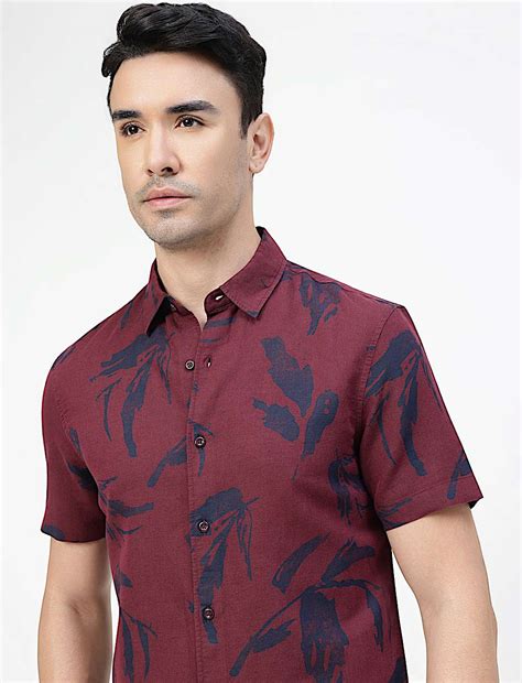 Buy Linen Rich Abstract Spread Collar Shirt at Marks & Spencer