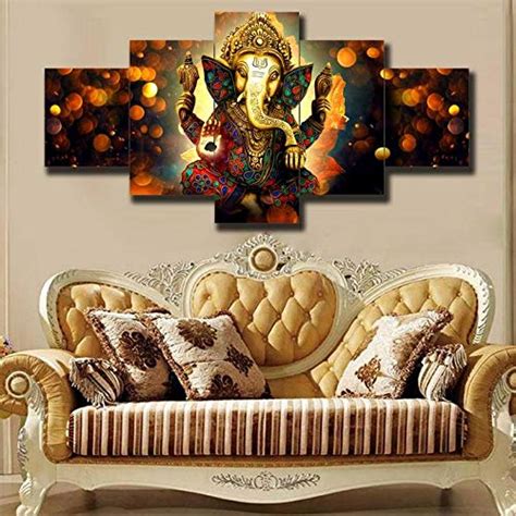 Copper Ganesha Canvas Wall Art, Canvas Wall décor, 5 Piece Canvas Art ...