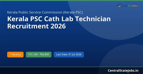 Kerala PSC Cath Lab Technician 2026 – Updates | Central State Jobs