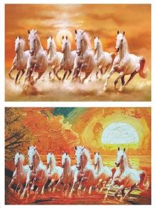 7 Seven Running Horse vastu poster for Room | Office | Door ...