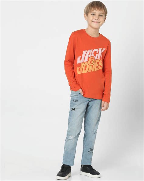 Buy Red Logo Print Full Sleeves T-shirt for Boys Online at Jack&Jones ...