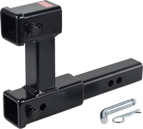 2 Inch Hitch Extension 4000 LB Dual 2" Trailer Hitch Receiver Rise/Drop Adapter Extender - Black ...