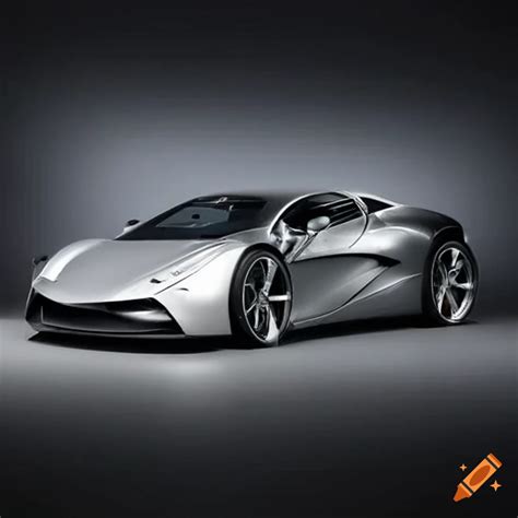 Silver aerodynamic sports car with open scissor doors on Craiyon