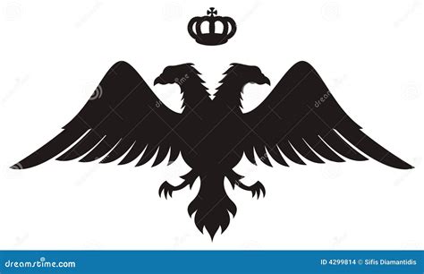 Double Headed Eagle Silhouette With Crown Vector Illustration ...