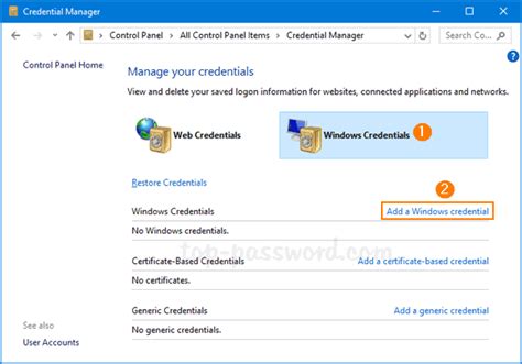 Image result for Windows Credentials Generic Credentials