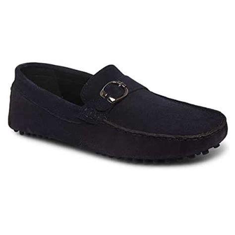 LOUIS STITCH Federal Blue Loafers for Men Italian Suede Leather Casuals ...