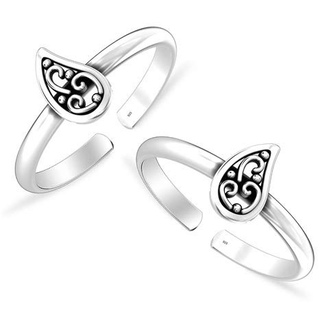 Buy 925 Sterling Silver Women Antique Floral Toe Ring Online