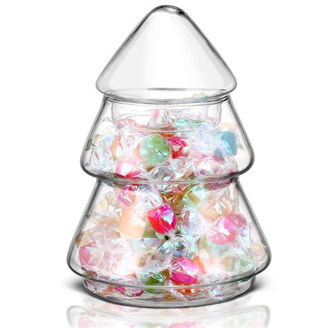 Amazon.com: Sliner Christmas Tree Candy Jars Glass Cookie Jars with ...