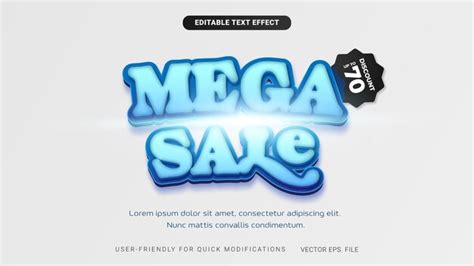 Editable template mega discount sale offer fluffy text effect ...