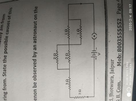 Find the equivalent resistance of the following circuit. If the battery ...