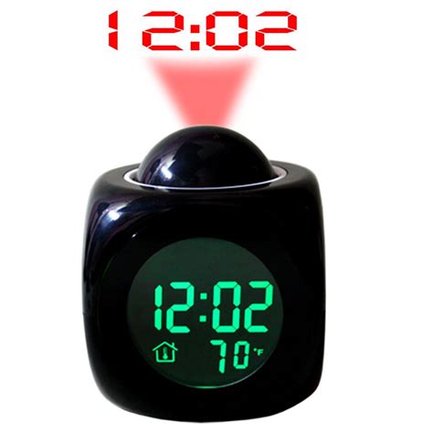 Talking Laser Projector Projection Alarm Table Wall Clock Thermometer ...