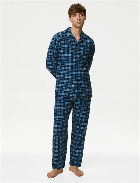 Buy Brushed Cotton Checked Pyjama Set at Marks & Spencer