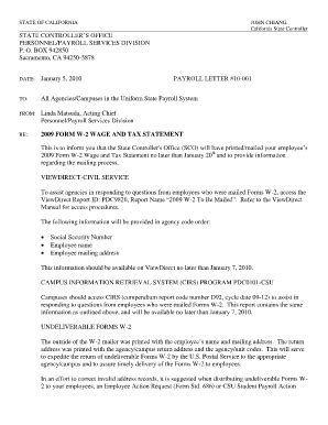 CA SCO Payroll Letter 10-001 2010-2026 - Fill and Sign Printable ...