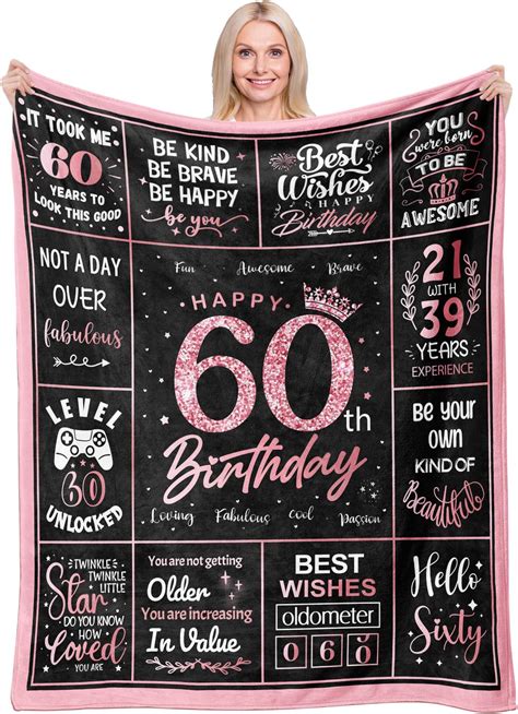 Amazon.com: 60 Birthday Gifts for Women, 60th Birthday Blanket with ...