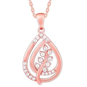 GIVA 925 Silver Rose Gold Leaf Ritz Pendant With Link Chain| Necklace ...