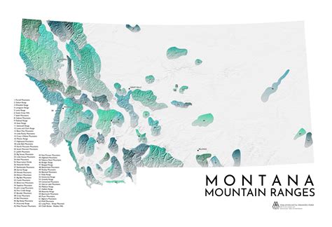 Montana Mountain Ranges Map | Etsy