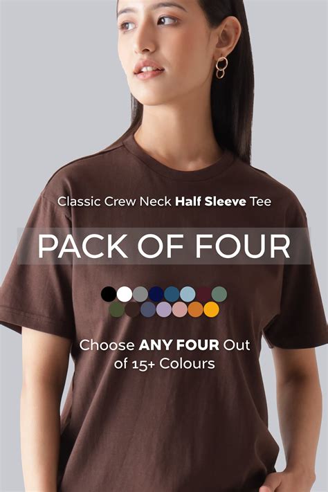 Buy Pack of 4 Crew Neck T-Shirt for Women | Premium Quality | Unbound Crew