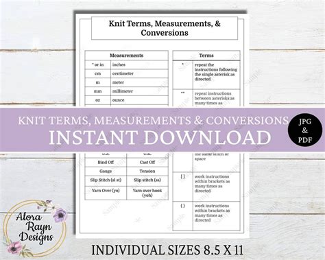 Buy Knit Terms Measurements & Conversions Reference Guide Knit Online ...