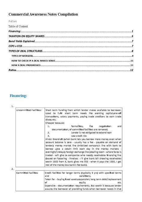 Commercial Awareness Notes for Fin. & Taxation (Course Code: C101 ...