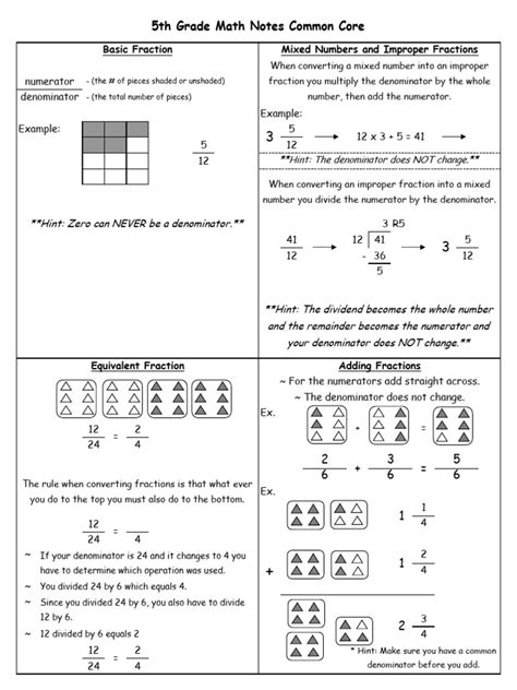5th Grade Math Study Notes 的图像结果