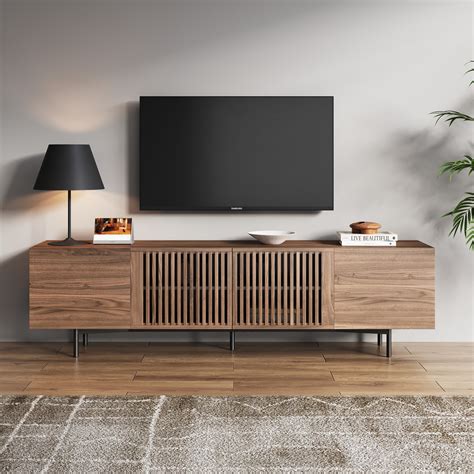 JASIWAY Modern TV Stand Minimalist Slatted Media Console - On Sale ...