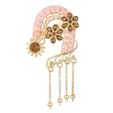 Mahi Light Pink Meenakari Work Enamel Floral Design with Hanging Chain ...