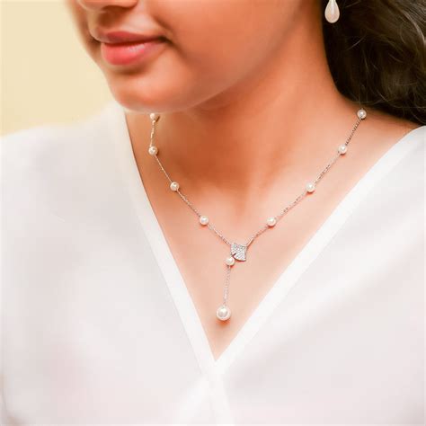 Silver Ocean Pearl Silver Necklace – Amishka Jewels