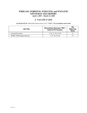 Fillable Online wxta(fm), wrie(am), wxkc(fm), wqhz(fm) eeo public file ...