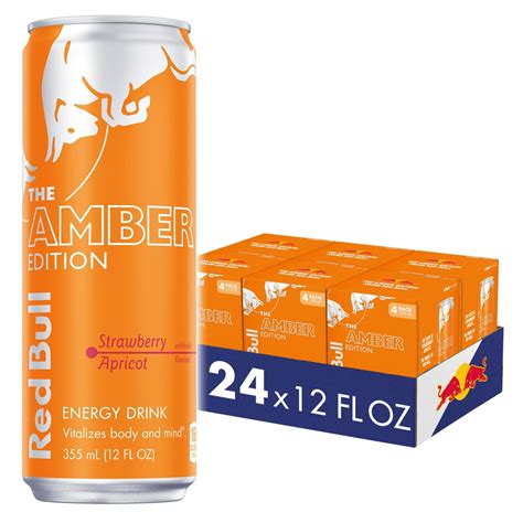 Red Bull Amber Edition Strawberry Apricot Energy Drink, 12 fl oz, 6 ...