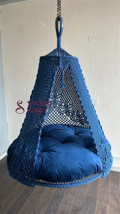 royal blue macrame hammock swing 50 inches – Swing Saga