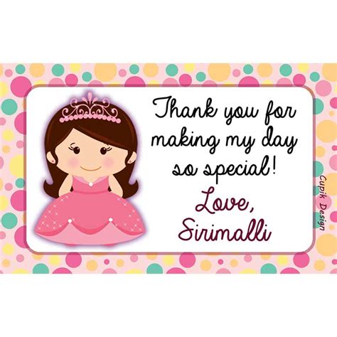 Pink Princess Return Gift Labels – Cupik Design India