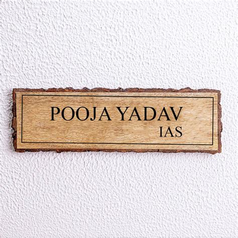 Buy Handcrafted Mango Wood Personalized Name Plate For IAS Online On Zwende