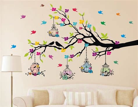 Decals Design 'Green Autumn Leaves Branch' Wall Sticker (PVC Vinyl, 50 ...