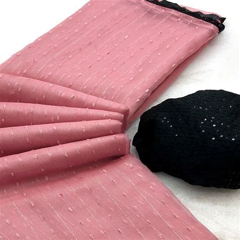 Peach Woven Organza Saree With Beads Work Border
