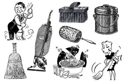 Vintage Cleaning Clip Art Retro Cleaning Clipart Images Free