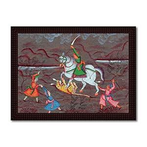 Tamatina Framed Canvas Painting - Mughal King On Hunting - Living Room ...