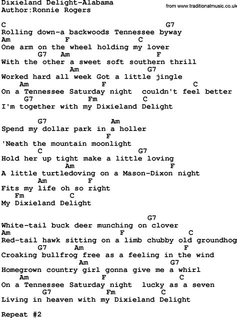 Country Music:Dixieland Delight-Alabama Lyrics and Chords