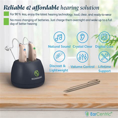 Buy EarCentric EasyCharge Rechargeable Hearing Aids (Pair) for Seniors ...