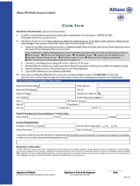 Image result for Sample Claim Form