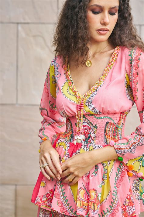 Shiwangi Vijaywargiya Khurana In Peach Printed 4 Tier Maxi Dress