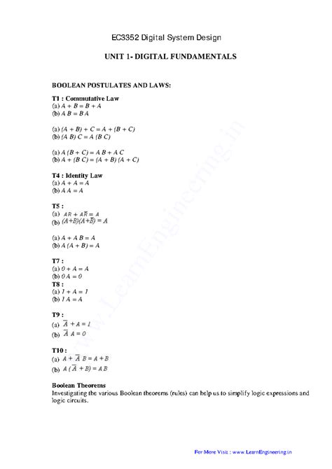 EC3352 Digital System Design 02- By Learn Engineering - BOOLEAN ...