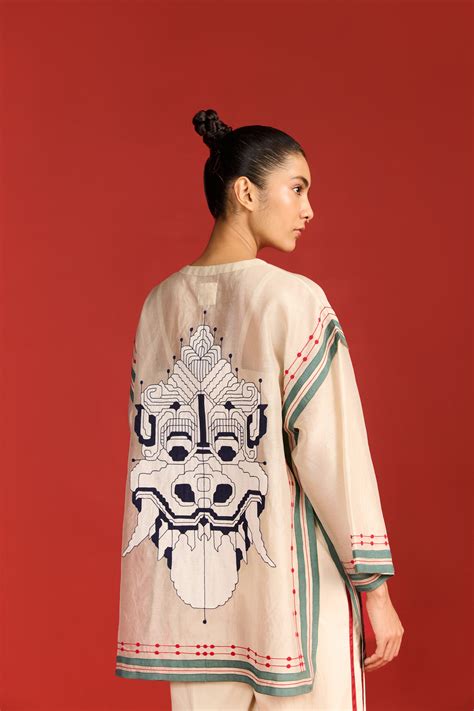 TIBETAN MASK DROP SHOULDER SHIRT – ikaibyraginiahuja.com