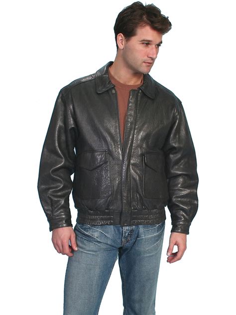 Pungo Ridge - Scully Men's Rugged Lamb Leather Bomber Jacket - Black ...