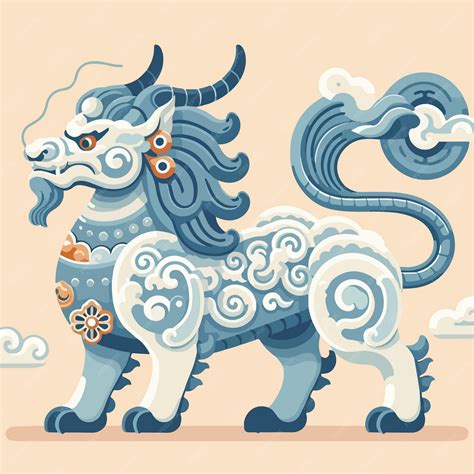 Premium Vector | Chinese dragon lion qilin mythological creature