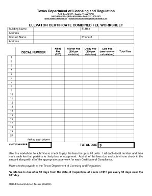 Fillable Online tdlr state tx cs elevators escalators tdlr texas Fax ...