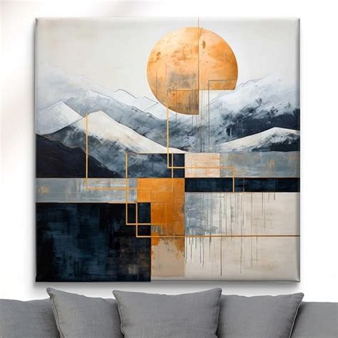 Livin'luxe Modern Abstract Mountain Landscape Canvas Wall Art, Orange ...