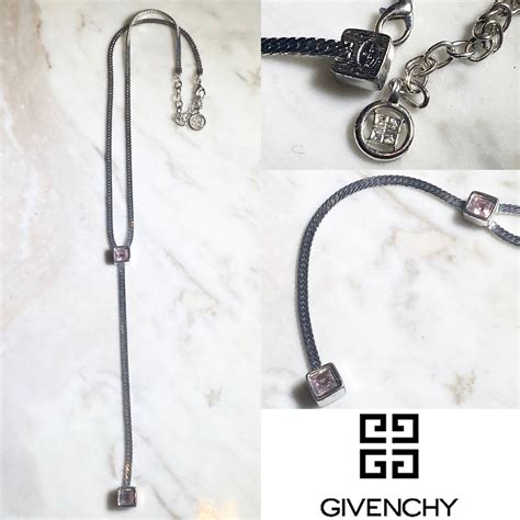 vintage GIVENCHY silver color metal lariat necklace | NOIR ONLINE