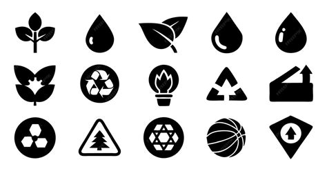 Ecofriendly clean energy icons different minimalistic sustainability ...