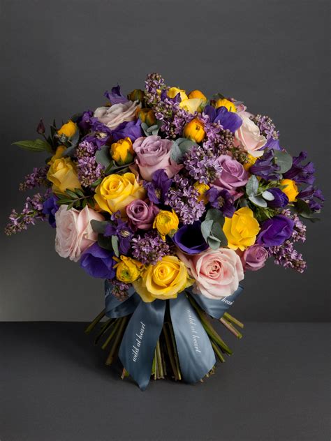 Yellow And Purple Flowers Bouquet