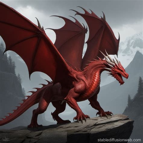 Skyrim-Inspired Red Dragon Art | Stable Diffusion Online